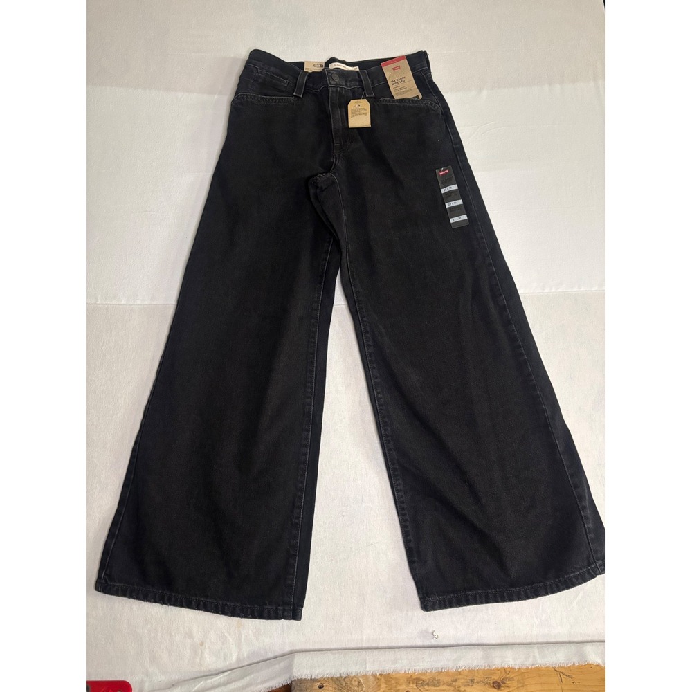 Levis 94 Baggy Wide Leg Jeans Black Denim High Rise 27x31 NWT